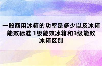 一般商用冰箱的功率是多少以及冰箱能效标准 1级能效冰箱和3级能效冰箱区别